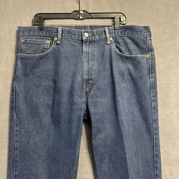 Levis 505 Regular Fit Straight Leg Jeans Mens 38x32 Blue Rigid Denim Classic - Picture 3 of 9